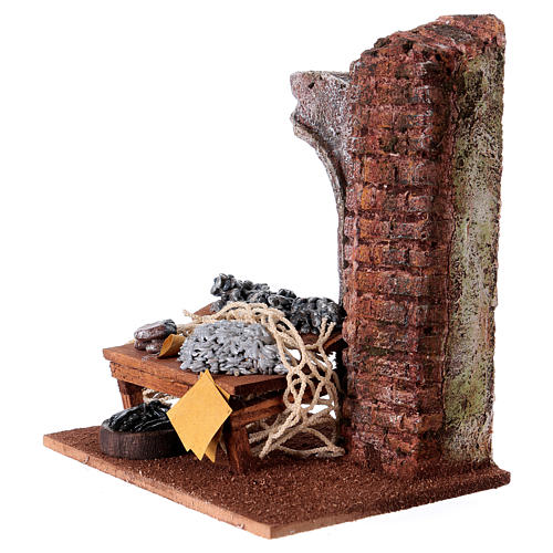 Szene für Fischhändler für Krippenfiguren von 10cm 16x14.5x10.5cm 2
