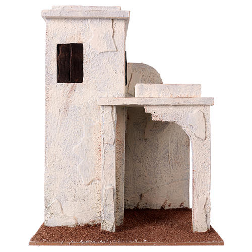 Nativity scene setting, Palestinian house with windows 30x25x15 cm for 11 cm Nativity scene 1