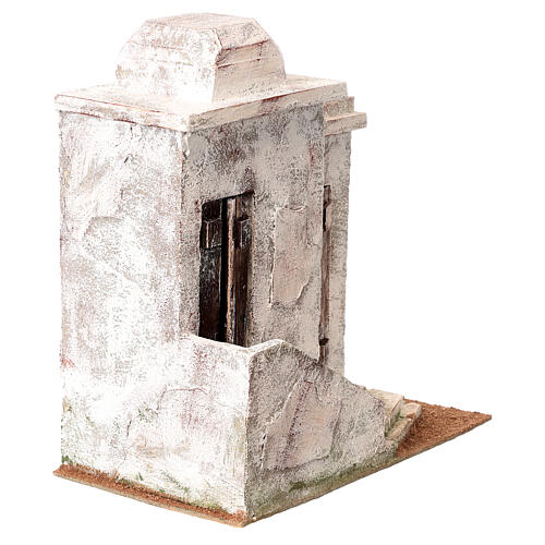 Nativity scene setting, house with two doors and stairs 25x25x15 cm for 11 cm Nativity scene 3