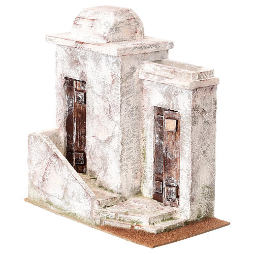 Casa em miniatura estilo palestino duas entradas e escada para presépio com figuras altura média 11 cm, medidas: 26x24x17 cm 2