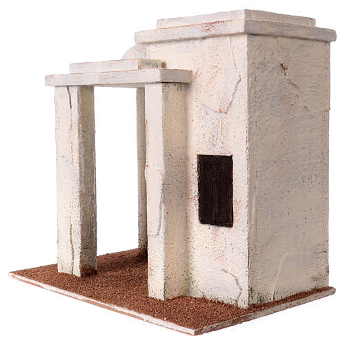 Casa em miniatura estilo palestino com pórtico para presépio com figuras altura média 11 cm, medidas: 23x17x24 cm 3