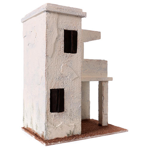 Maisonnette avec porche style palestinien 30x25x15 cm pour crèche 11 cm 2