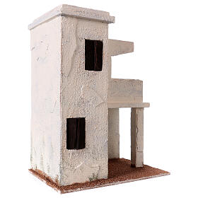 Casa em miniatura estilo palestino com varanda para presépio com figuras altura média 11 cm, medidas: 31x24x16,5 cm