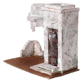 Casetta tettoia laterale e ingresso con gradini 25x25x15 cm per presepi 11 cm