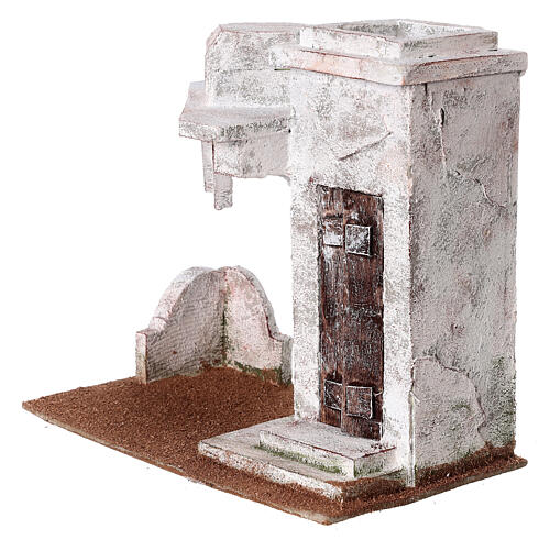 Casa em miniatura estilo palestino com toldo e porta com degraus para presépio com figuras altura média 11 cm, medidas: 23x24x16,5 cm 2