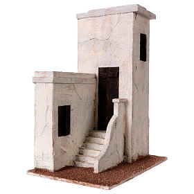 Nativity scene setting, Arabian house with outdoor staircase and two rooms 30x25x15 cm for 11 cm Nativity scene