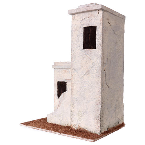 Nativity scene setting, Arabian house with outdoor staircase and two rooms 30x25x15 cm for 11 cm Nativity scene 3