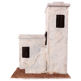 Casa em miniatura de dois andares com entrada lateral para presépio figuras altura média 11 cm - 30x25x15 cm