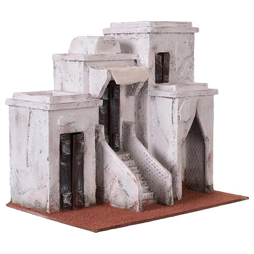 Nativity scene setting, Arab house with with three doors 30x35x25 cm for 11 cm Nativity scene 3