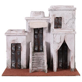 Casa estilo árabe em miniatura com 3 entradas para presépio com figuras altura média 11 cm, medidas: 31x35x24 cm