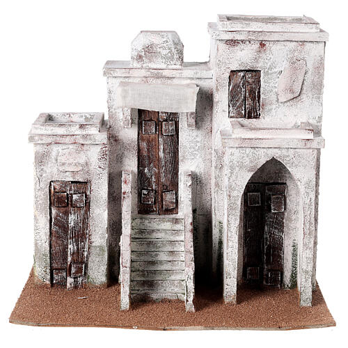 Casa estilo árabe em miniatura com 3 entradas para presépio com figuras altura média 11 cm, medidas: 31x35x24 cm 1