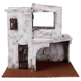 Nativity scene setting, Palestinian house with terrace 35x35x25 cm for 11 cm Nativity scene