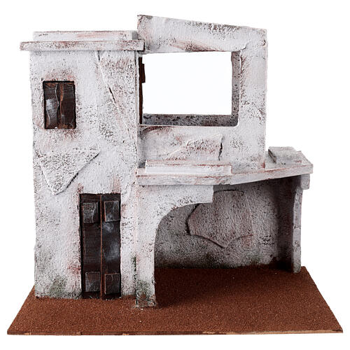 Nativity scene setting, Palestinian house with terrace 35x35x25 cm for 11 cm Nativity scene 1