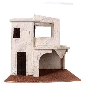 Casa estilo palestino em miniatura com varanda para presépio com figuras altura média 11 cm, medidas: 37,5x35x24 cm