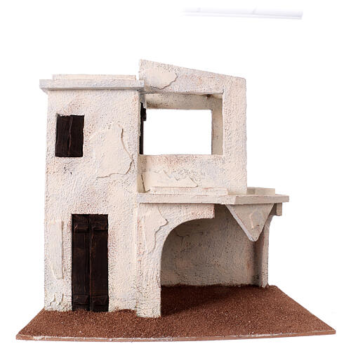 Casa estilo palestino em miniatura com varanda para presépio com figuras altura média 11 cm, medidas: 37,5x35x24 cm 1