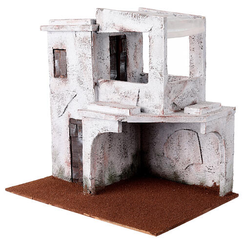 Casa estilo palestino em miniatura com varanda para presépio com figuras altura média 11 cm, medidas: 37,5x35x24 cm 3