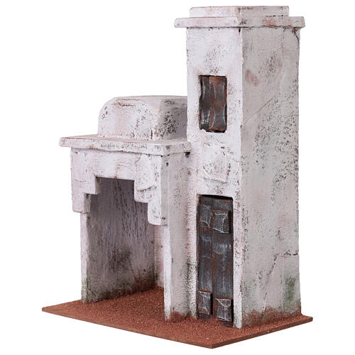 Casa em miniatura estilo palestino com estábulo para presépio com figuras altura média 11 cm, medidas: 31x24x17 cm 3