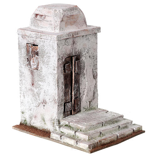 Nativity scene setting, Palestinian house with front door stairs 25x15x20 cm for 9 cm Nativity scene 3