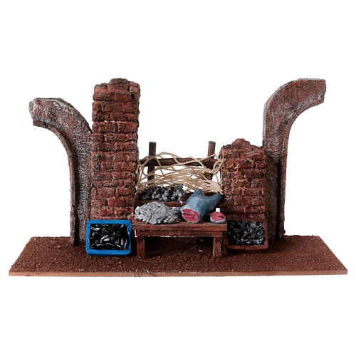 Otoczenie sprzedawcy ryb z półłukami do szopek 11 cm 16x29x10,5 cm 1