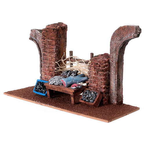 Ambientação peixaria com arcadas para presépio com figuras altura média 11 cm, 16x29x10,5 cm 2
