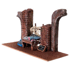 Ambientazione pescivendolo con semiarchi per PASTORI di 12-13 cm 19x35x12 cm 