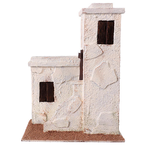 Casa em miniatura estilo palestino com escada para presépio com figuras altura média 9 cm - 25x20x15 cm 1