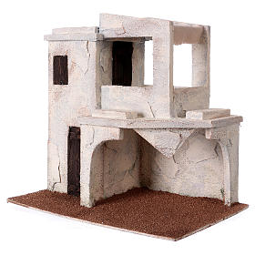 Arabian Style Nativity scene setting, house with terrace and stable 30x30x20 cm for 9 cm Nativity scene