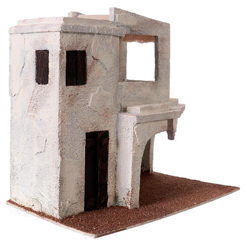 Maison style arabe porche et étable 30x30x20 cm pour crèche de 9 cm 3
