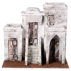 Casa estilo árabe em miniatura com 3 entradas para presépio com figuras altura média 9 cm, medidas: 26x29,5x19,5 cm