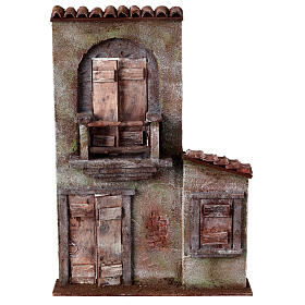 Nativity scene setting, house front balcony 37x26.5x5 cm for 11 cm Nativity scene