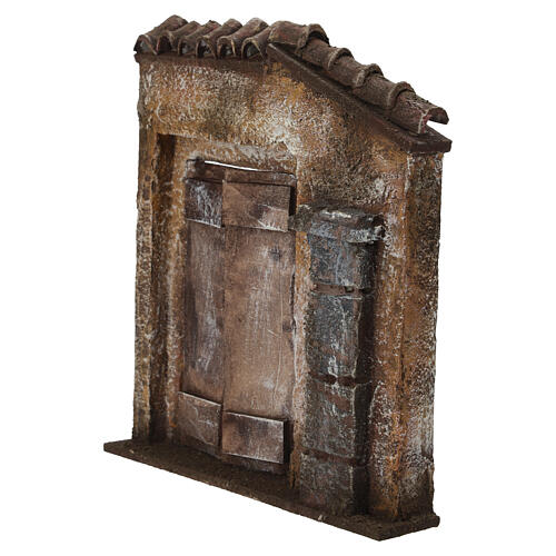 Miniature house facade with door and columns 23x17.5x7.5 cm, for 11 cm nativity 3