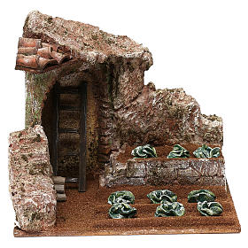 Campo con insalata presepe 10 cm ambientazione 15x20x15 cm