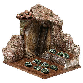 Campo con insalata presepe 10 cm ambientazione 15x20x15 cm
