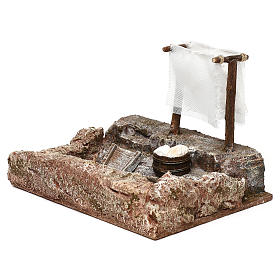 Lavanderia sul fiume presepe 10 cm ambientazione 15x20x15 cm