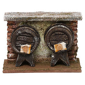 Muretto con botti presepe 10 cm ambientazione 10x10x5 cm