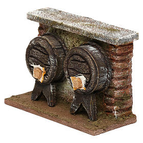 Muretto con botti presepe 10 cm ambientazione 10x10x5 cm