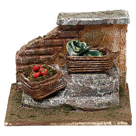 Wall with vegetable baskets setting, 12 cm nativity 8x12x12 cm