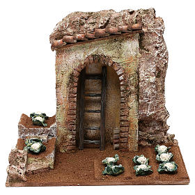 Campo con cavolfiori presepe 12 cm ambientazione 20x25x20 cm