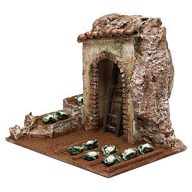 Campo con cavolfiori presepe 12 cm ambientazione 20x25x20 cm