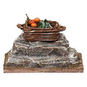 Kiste mit Gemüse auf Stein 5x10x5cm für Krippe