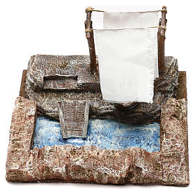 Lavanderia con panni presepe 12 cm ambientazione 15x25x15 cm