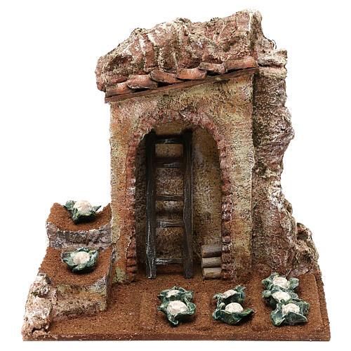 Vegetable field with shed setting, 10 cm nativity 20x20x15 cm 1