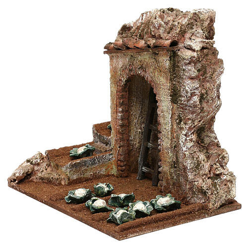 Vegetable field with shed setting, 10 cm nativity 20x20x15 cm 2