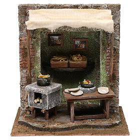 Maccheronaio presepe 12 cm ambientazione 25x25x20 cm