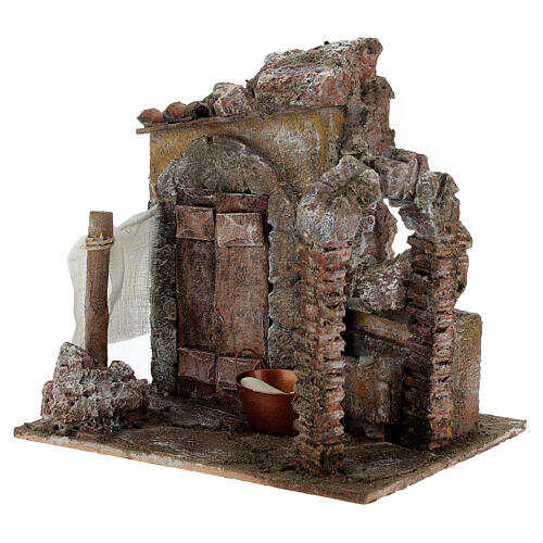 Lavanderia presepe 10 cm ambientazione 20x20x15 cm 2
