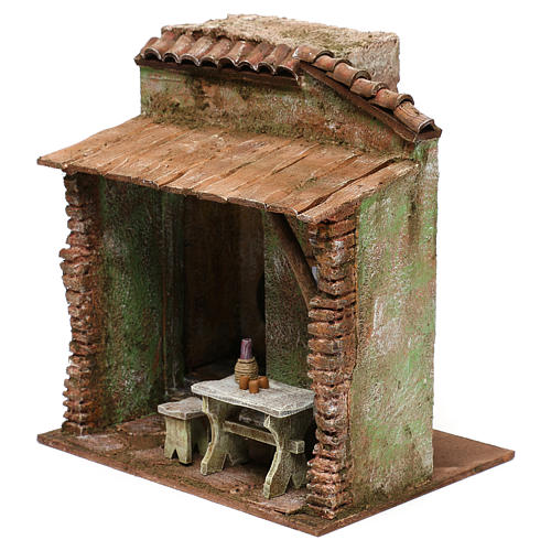 Pub with table and barrel setting, 12 cm nativity 25x25x20 cm 2