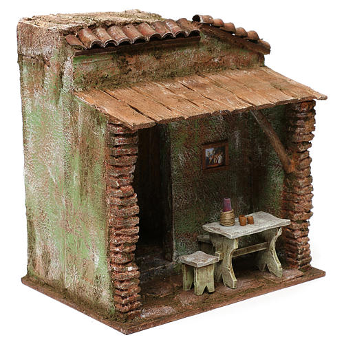 Pub with table and barrel setting, 12 cm nativity 25x25x20 cm 3
