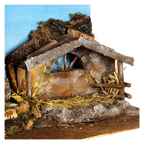 Nativity setting with lights and sky 40x75x30 cm for Nativity Scene with 10 cm characters 2