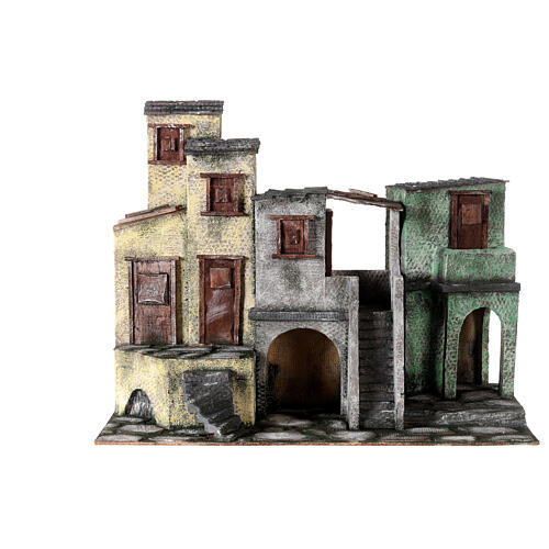 Borgo di case presepe 10 cm ambientazione 40x50x30 cm 1