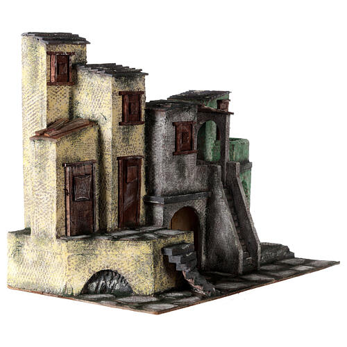 Borgo di case presepe 10 cm ambientazione 40x50x30 cm 3